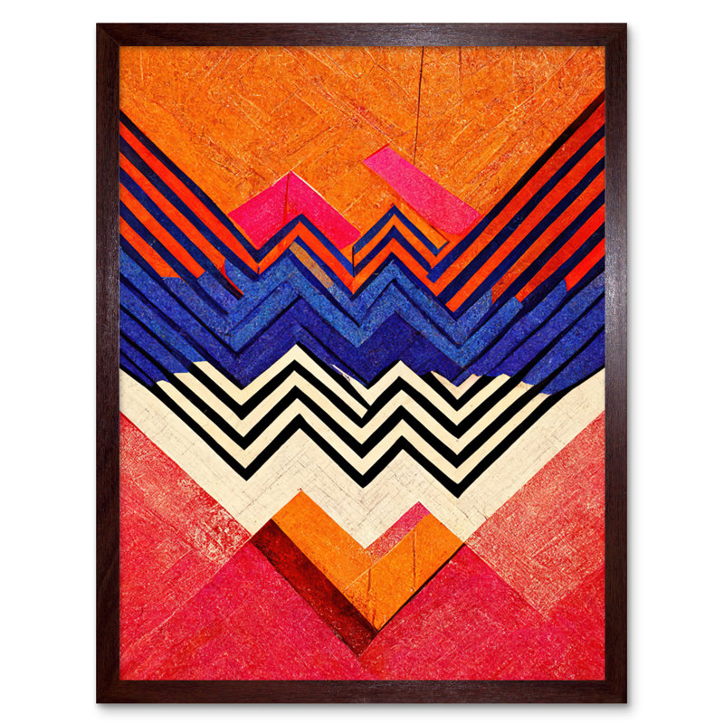 Memphis Design Geometric Retro Abstract - Print, Brown Framed Paper, 25.9cm H x 20.6cm W