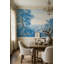 Papier peint mural vintage à motif toile de Jouy représentant un paysage pastoral bleu-974467359-974467354