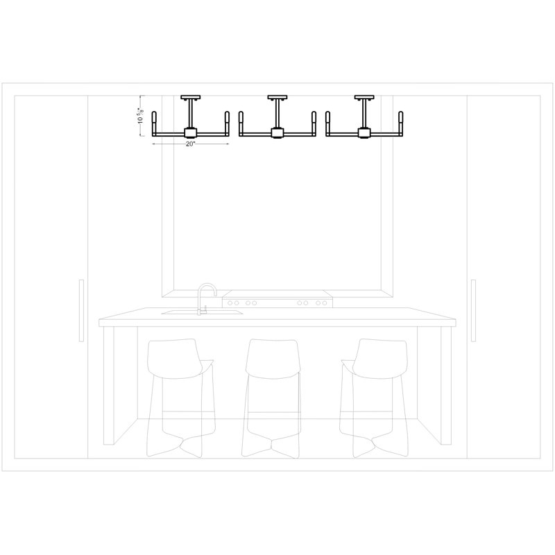 3 - Light Semi Flush Mount, Brushed Nickel