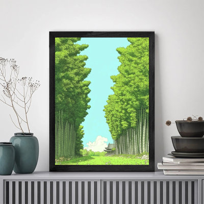 Impressions encadrées en bois massif de qualité supérieure dessinant un cadeau d'art mural en bambou pour la maison et l'appartement