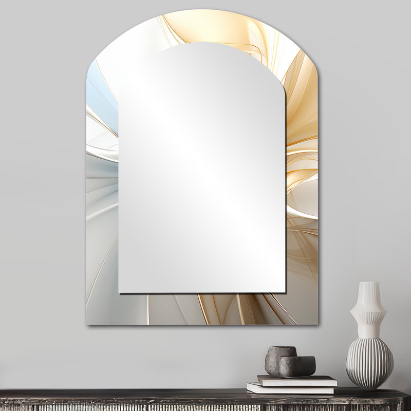 Vague rétro bleue et orange élégante - miroir mural à formes abstraites, miroir décoratif asymétrique bleu, impression sur métal