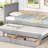 Modern Twin Size Platform Bed with Trundle and Drawers-751320283