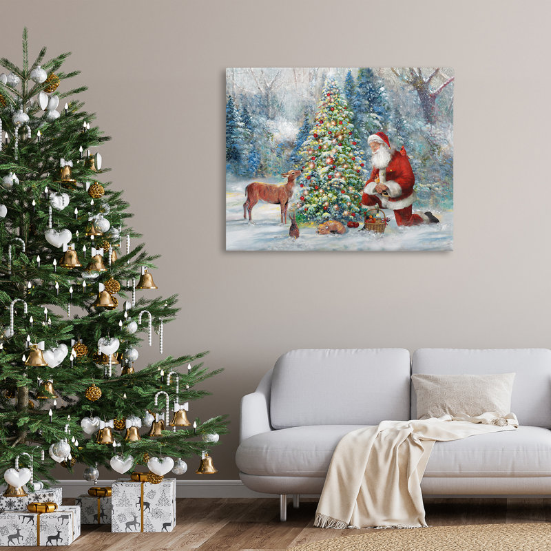 «Santa & Baby Deer» par Ruane Manning, H 36 po x l 48 po