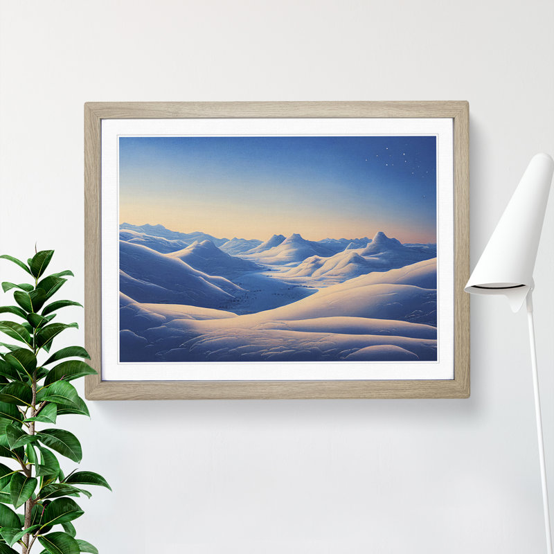 Winter Sunrise Mountains Vol.1 - Framed Print, 46cm H x 64cm W x 2cm D, Oak Framed