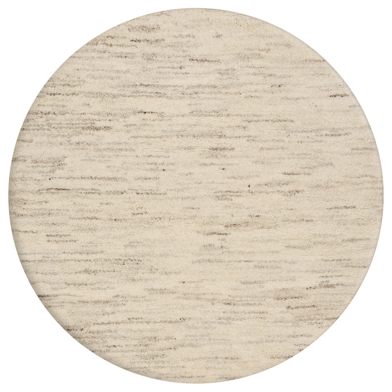 Hand Knotted Wool Beige Indoor Rug, Round 200cm