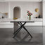 Table de salle à manger extensible moderne avec rallonge rétractable, plateau en pierre frittée et base en X en acier au carbone doré-117584036