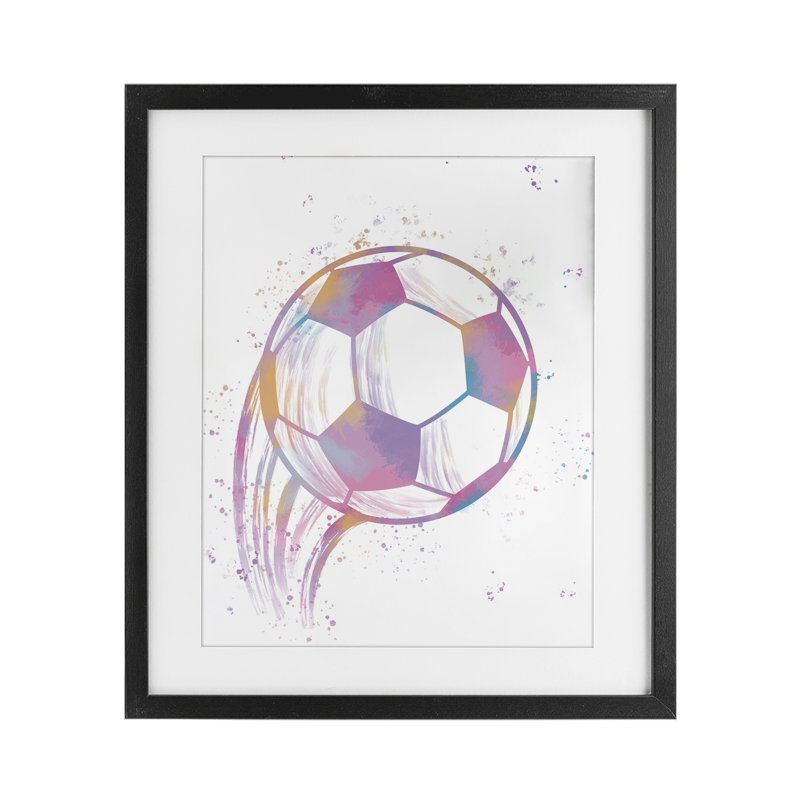 «Fast Pastel Soccer Ball», reproduction encadrée sous verre, conception de Marcus Prime, H 16 po x l 13 po, Cadre noir minuit