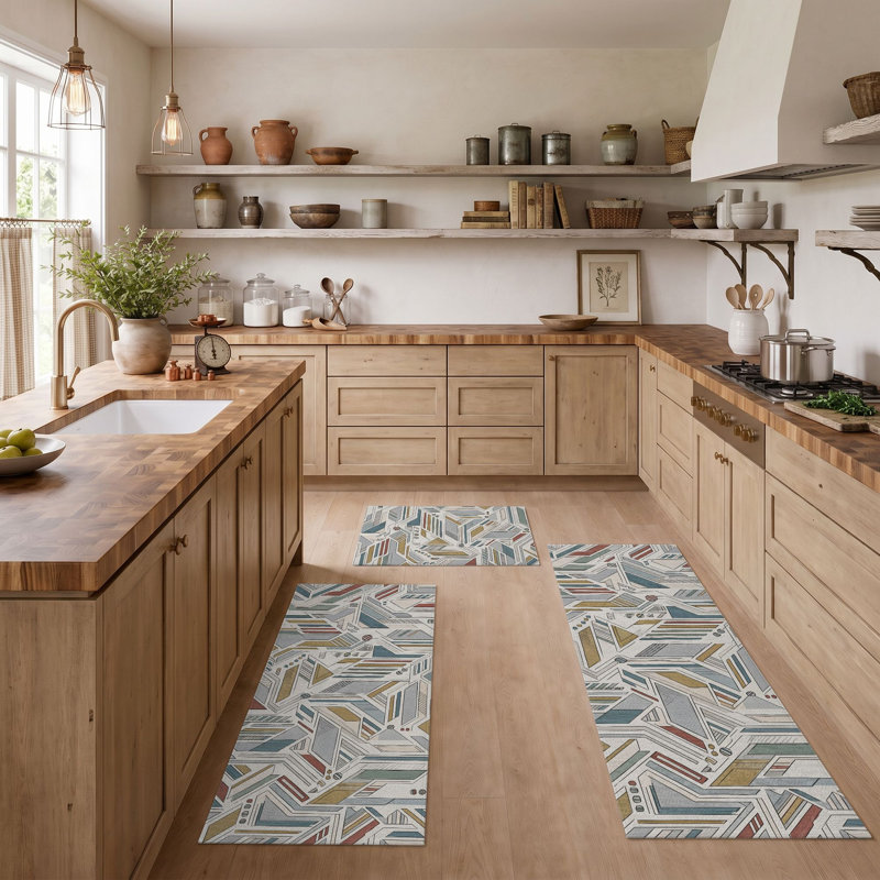 Geometric Abstract Non-Slip Washable Kitchen Mats