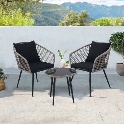 Patio Porch Furniture Sets 3 Pieces PE Rattan Wicker Chairs With Table Outdoor Garden Furniture Sets