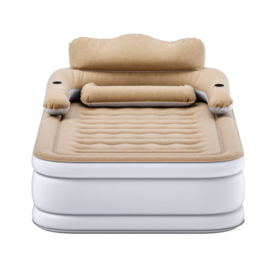 Air Mattress with Headboard and Built-in Pump