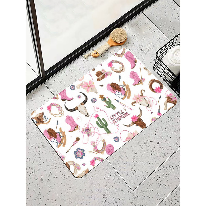 Tapis de bain Pink Cowgirl Western, 16 x 24