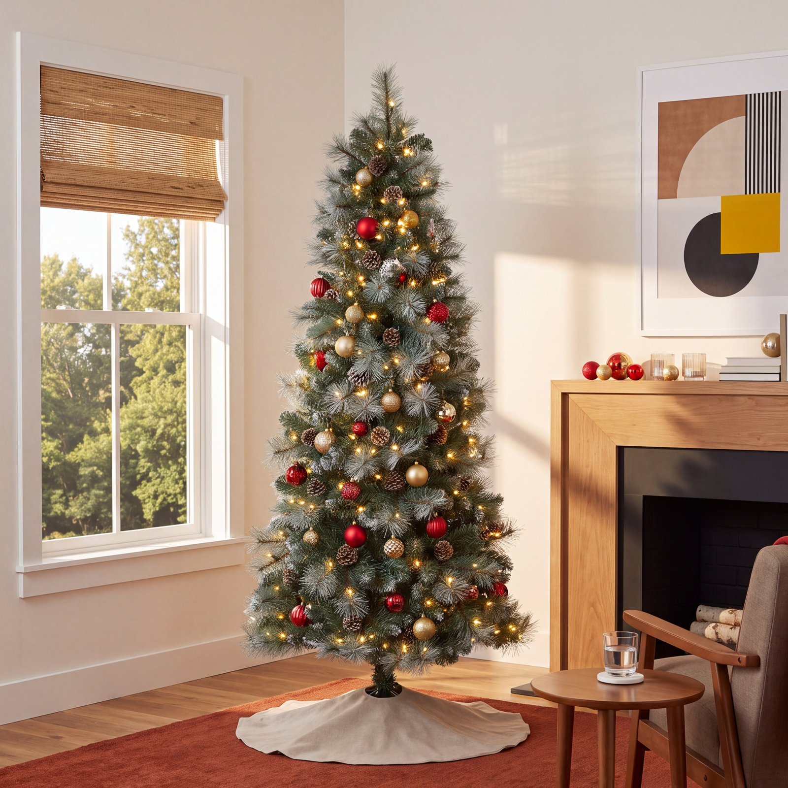Lighted Artificial Christmas Tree, 6' H