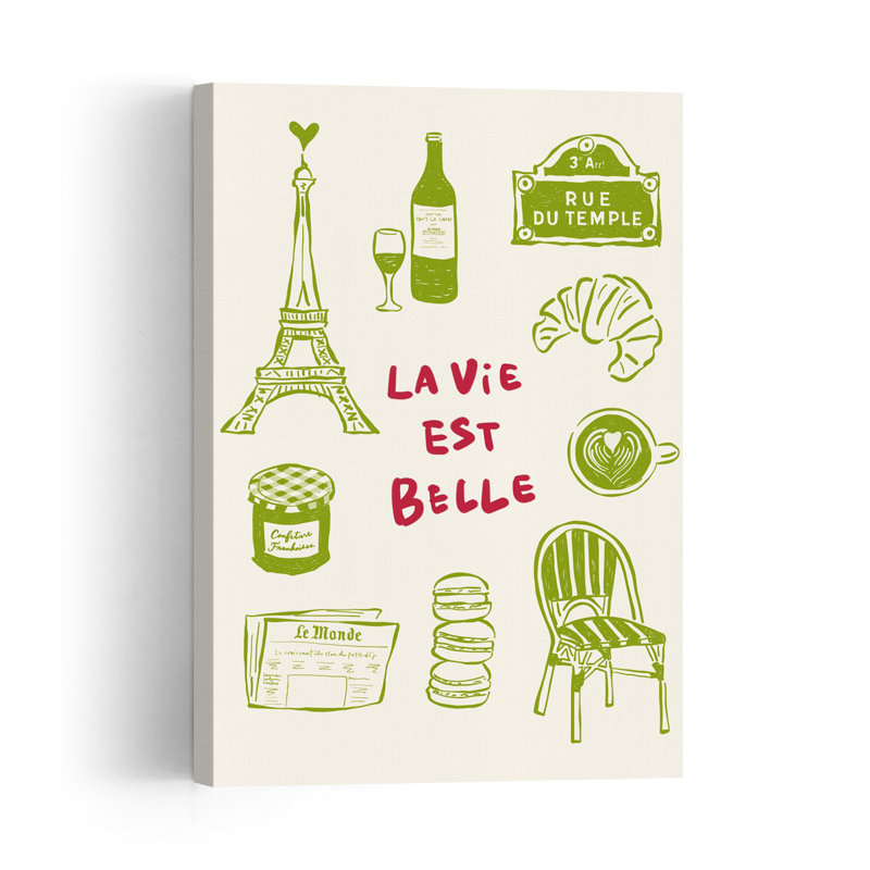 Charming Parisian Daily Life Classic Rustic Abstract City Architecture Wall Art Print 1 Piece Wrapped Canvas Wall Art