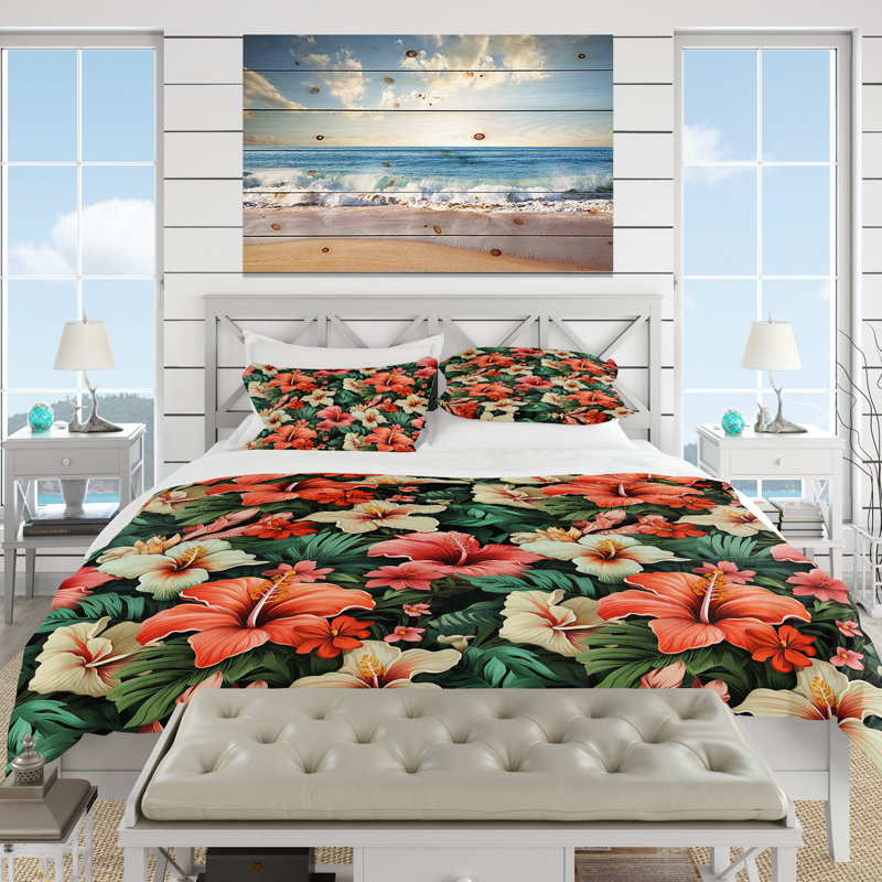 Literie Tropic Coral, Housse de couette simple + 1 taie décorative stan