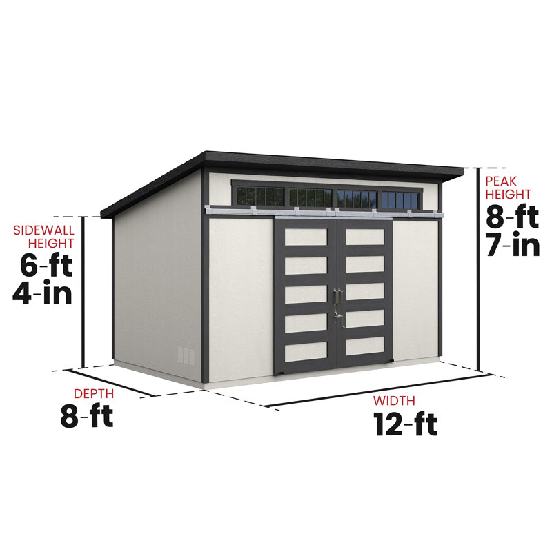 Palisade Wood Storage Shed 12 ft. W x 7.5 ft. D, No