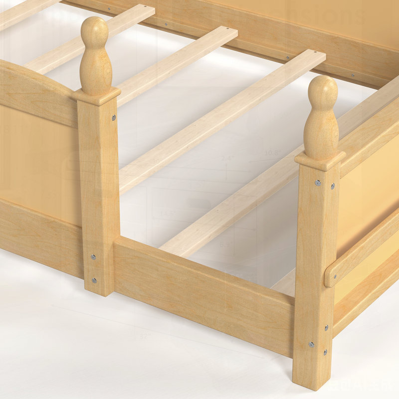 Lit sur pied pour enfants avec garde-corps et tablette pour enfants Montessori, conception enfantine pour un sommeil sécuritaire et éducatif