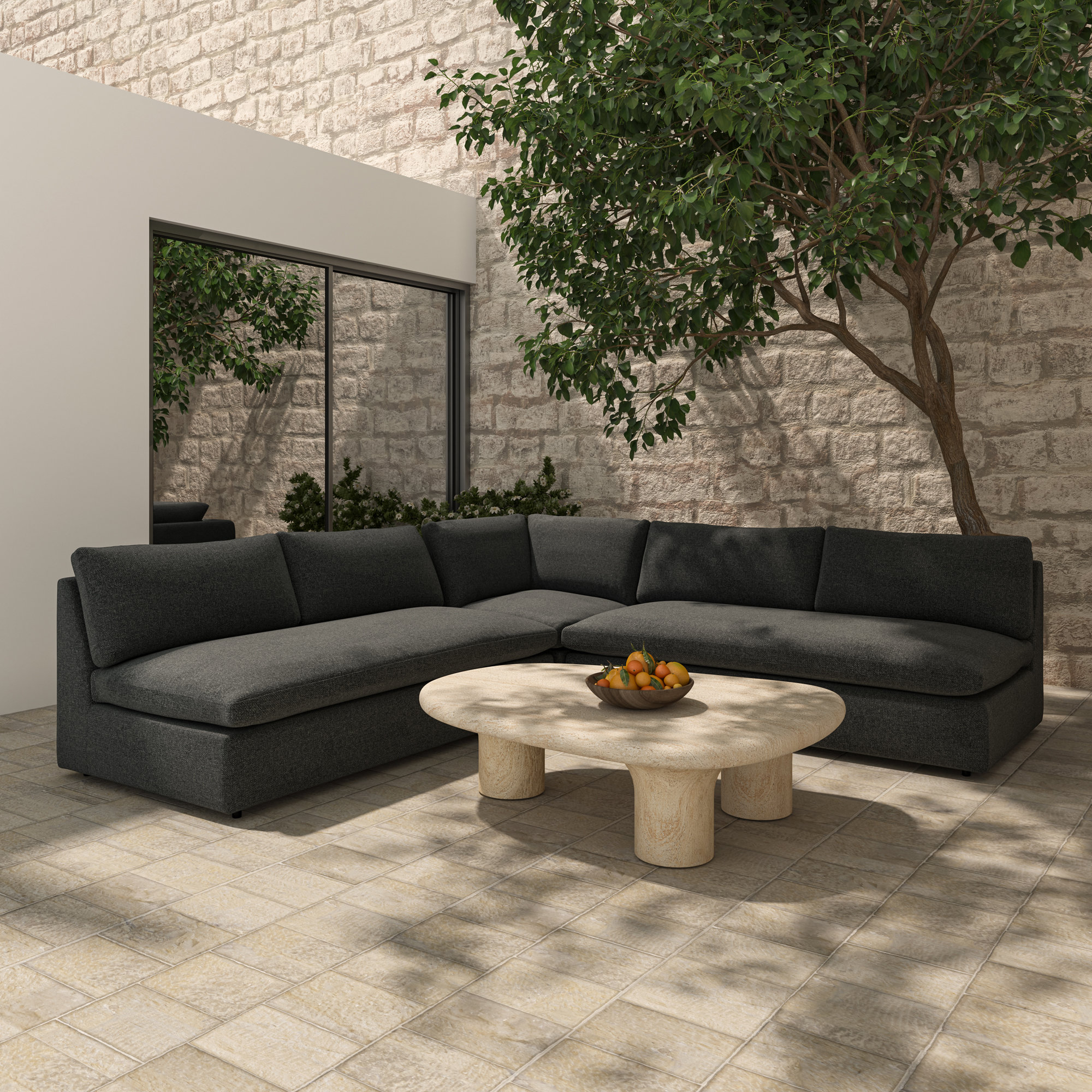 Wilkie Outdoor Sofa Speckled, Charcoal