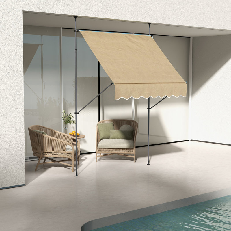 Outsunny D Polyester Cover Retractable Patio Awning, 47.2" H x 78.7" W x 48" D, Beige