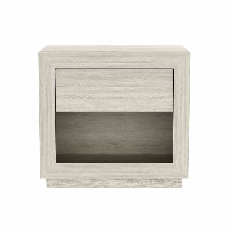 Table de chevet en chêne blanchi, 24" H x 18.3" W x 26" D