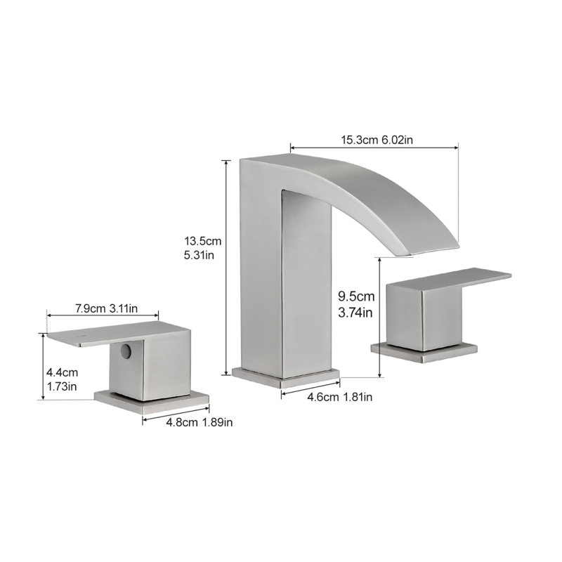 8 Inch Widespread Bathroom Faucet 3 Hole Waterfall Bathroom Sink Faucet Modern Stainless Steel 2 Handle Bathroom Basin Taps