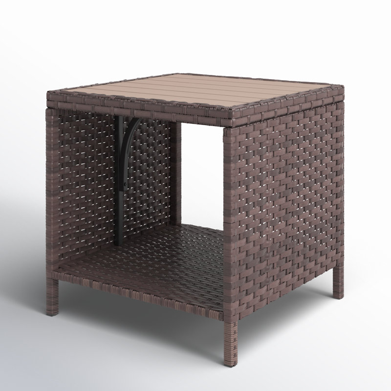 Camerin Square Metal Outdoor Side Table , 18'' in. W 18'' in. D, Brown, Brown