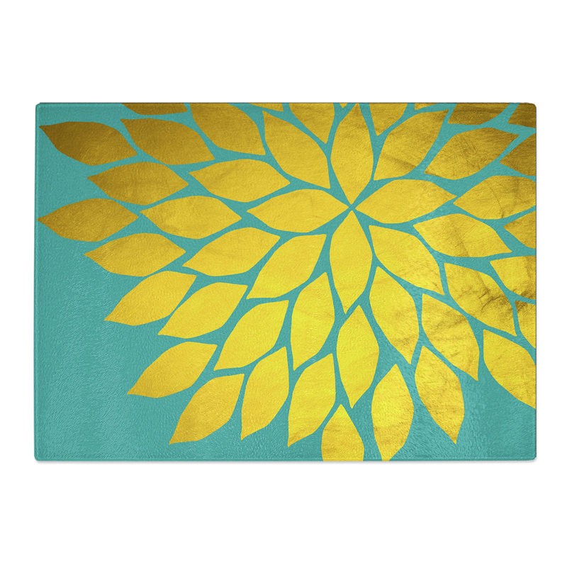 Abstract Leaves No.1 Gold Chopping Board, Gold, 0.4cm H x 20cm W x 28.5cm L