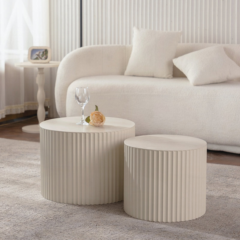 Ensemble de 2 tables basses rondes modernes pour le salon Nesting, H 14,96 po x L 18,9 po x l 18,9 po