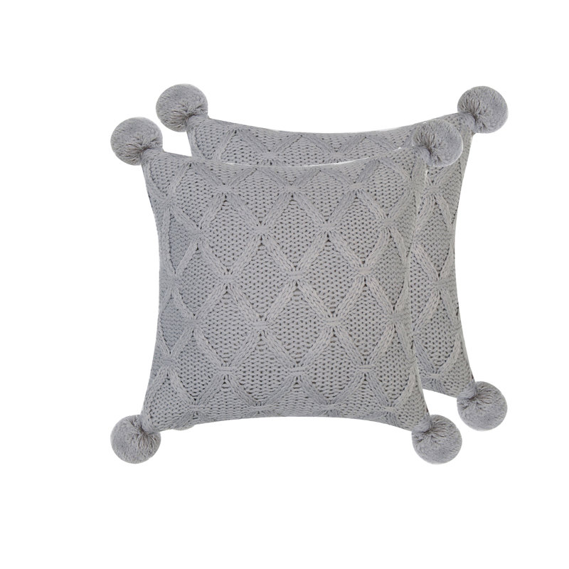 Housse de coussin décoratif carré en acrylique Blaykleigh, Gris