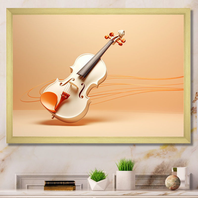 «Vibrant Violin Auburn Elegance III», reproduction sur toile, Cadre doré simple, H 34 po x l 44 po x P 1,5 po