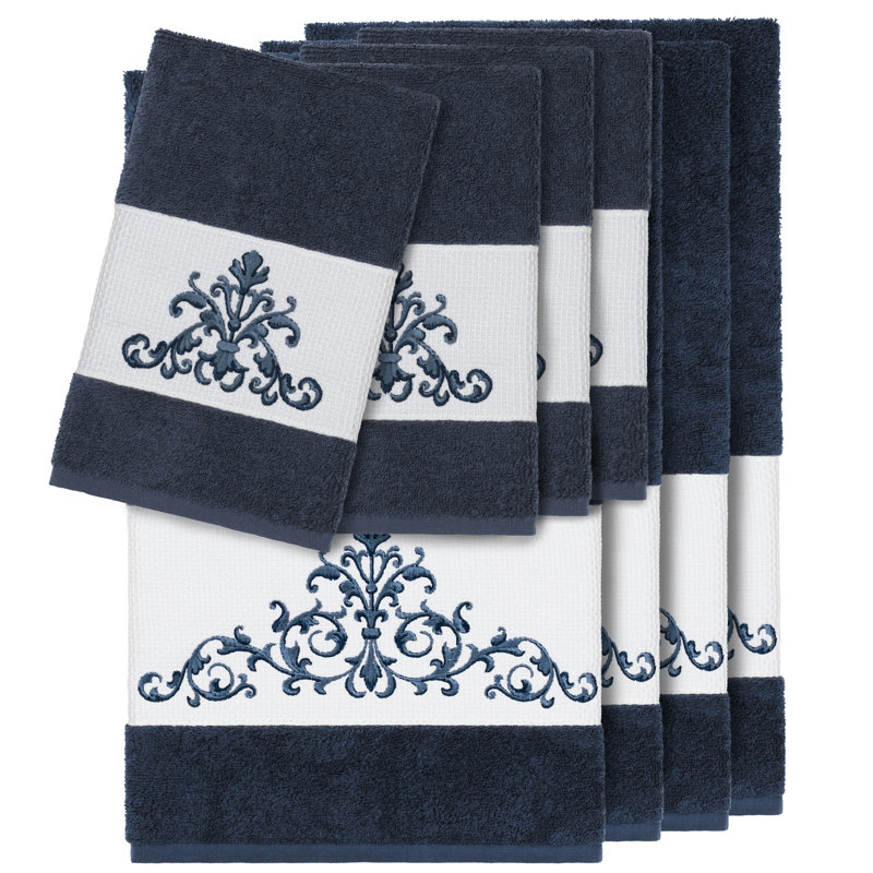 8 Piece Turkish Cotton Towel Set, Midnight Blue