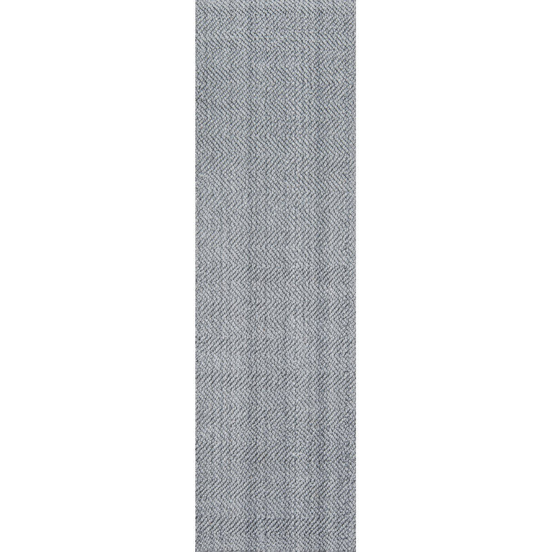 Tapis gris tissé à plat à la main Stevensen, Tapis de couloir 2 pi 3 po x 8 pi