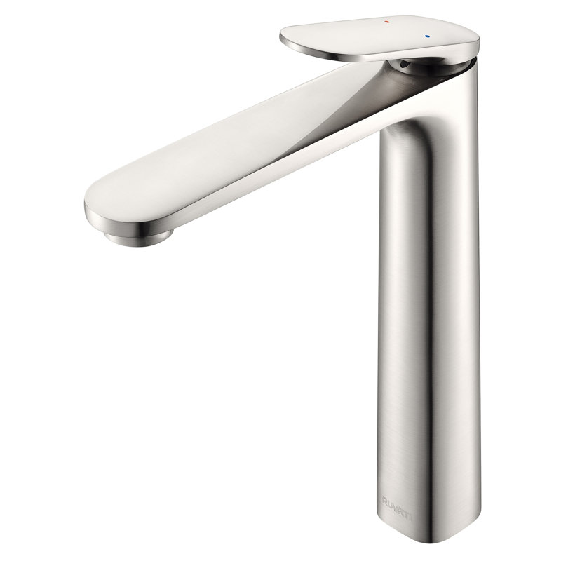 Ruvati Este Single Handle Stacked Vessel Bathroom Faucet in Brushed Nickel, Silver