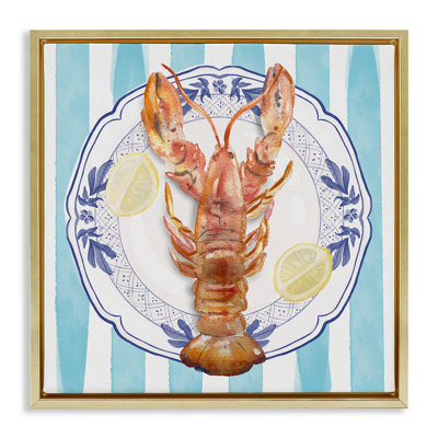 Lobster Seafood Plate Floating Frame, design by Christie Adams