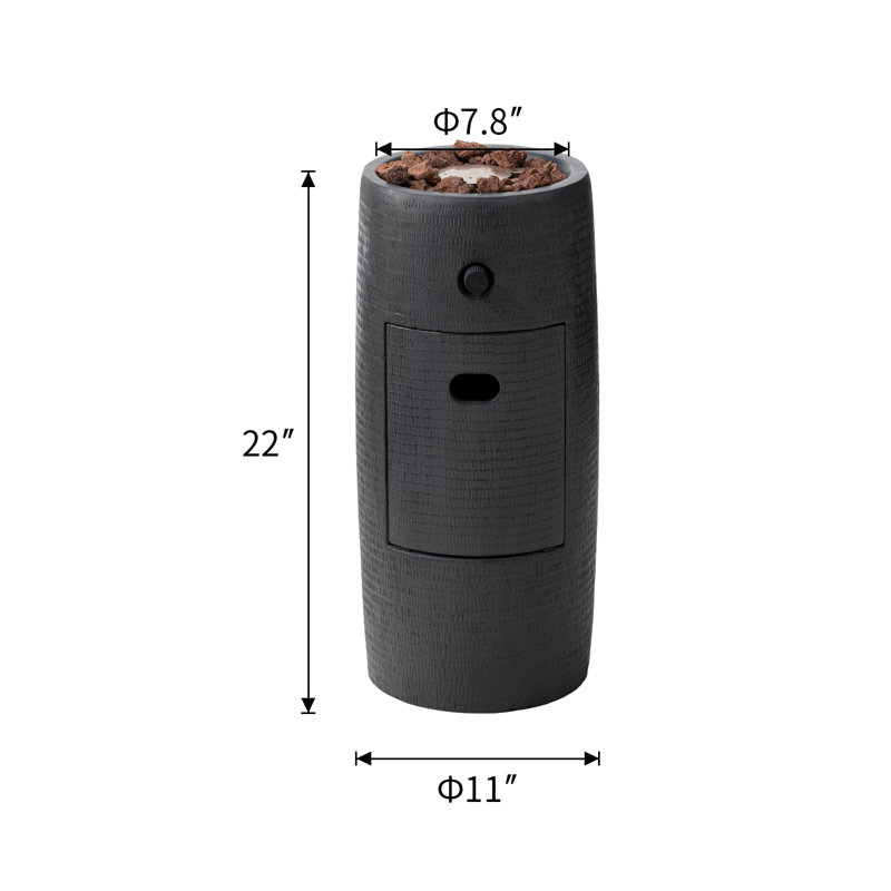 Column Concrete Propane Smokeless Fire Column, Gray