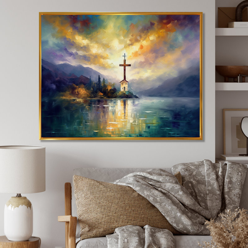 Reproduction d'art sur toile Arnfried, H 16 po x l 32 po x P 1 po, Cadre flottant doré