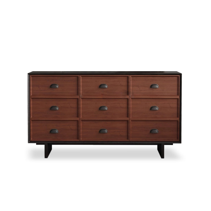 Commode moderne à 9 tiroirs, conception à deux tons, H 33,86 po x l 47,24 po x P 15,75 po