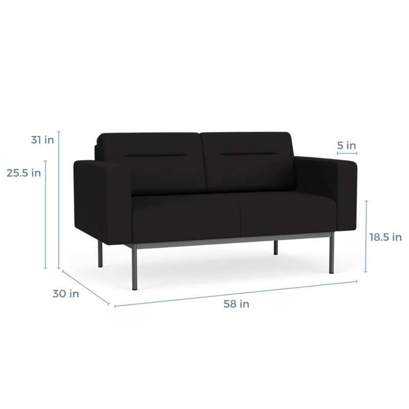 Causeuse de réception Darsey, Visite libre noire, Sans alimentation, Gris anthracite