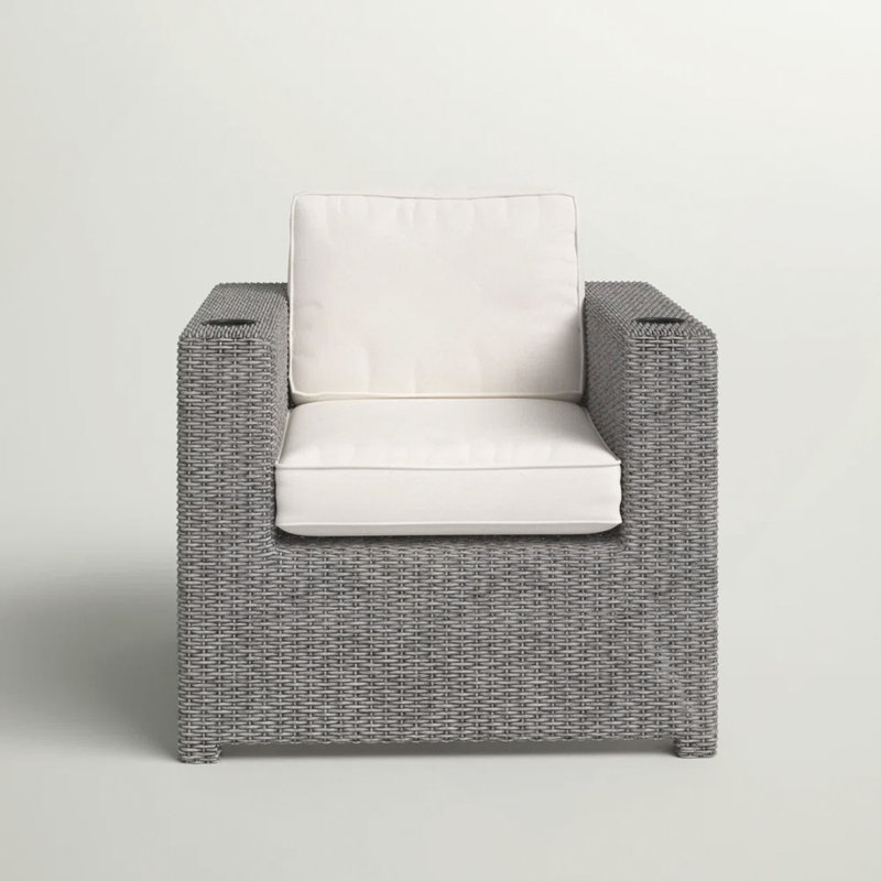 Chaise de patio entièrement assemblée avec coussins, 1, Gris
