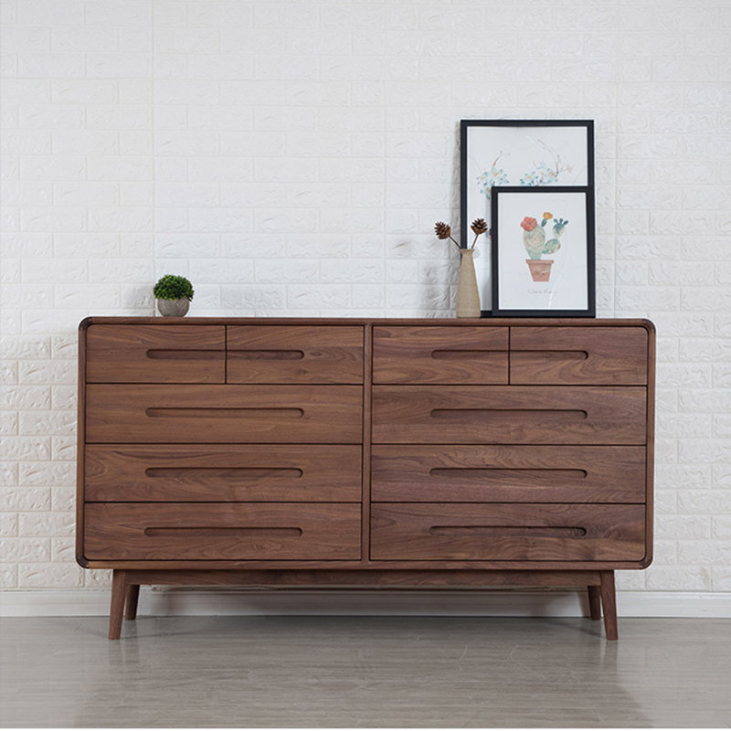 Buffet simple en bois massif à 8 compartiments