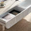 Mid-Century Modern Coffee Table with Faux Marble Top and Fluted Drawer, Brown Finish