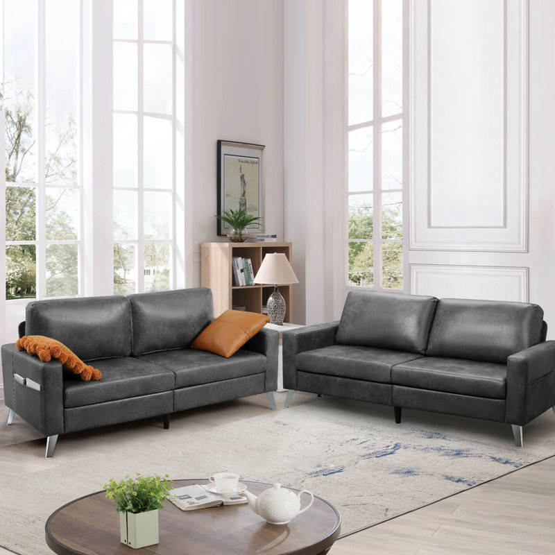 Hannalise Upholstered 79'' Sofa, Dark Gray