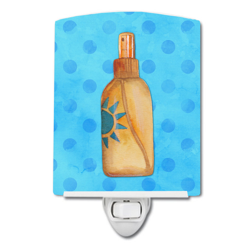 Message in a Bottle Polka Dot Ceramic Night Light, Blue