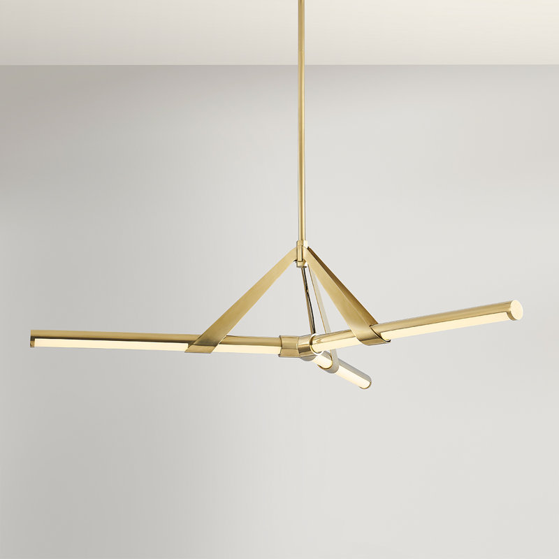 JONAS 3 LIGHT CHANDELIER, Aged Brass, 10" H x 46" W x 46" D