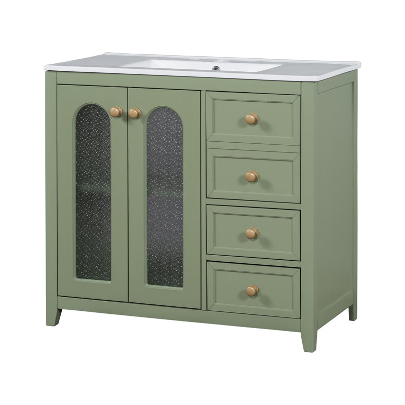 Meuble-lavabo luxueux avec portes et tiroirs à fermeture en douceur, idéal pour une mise à niveau élégante et fonctionnelle de la salle de bain.