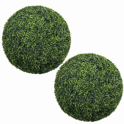 18,5 "boules de topiaires artificielles sphères vertes décoratives en faux buis pour la décoration du jardin de la véranda, 2 pièces / ensemble