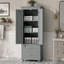 Armoire de rangement haute avec tablette réglable, armoire autoportante en panneau de fibres à densité moyenne avec tablettes et tiroirs fermés, armoire de rangement anti-basculement pour bureau de cuisine