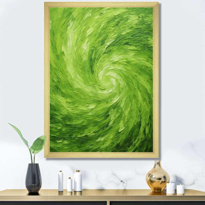«Green Serene Spiral Dreams IV - Abstract Spirals Wall Decor_106195», H 32 po x l 16 po x P 1 po