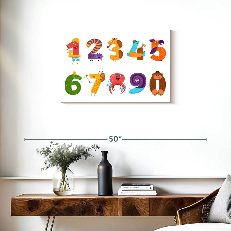 Ashelle, typographie des nombres d'animaux, H 20 po x l 30 po