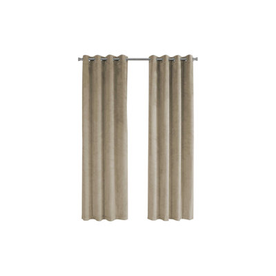 Set of 2 Room Darkening Curtain Panels, 54" W x 95" L, Beige with Grommets