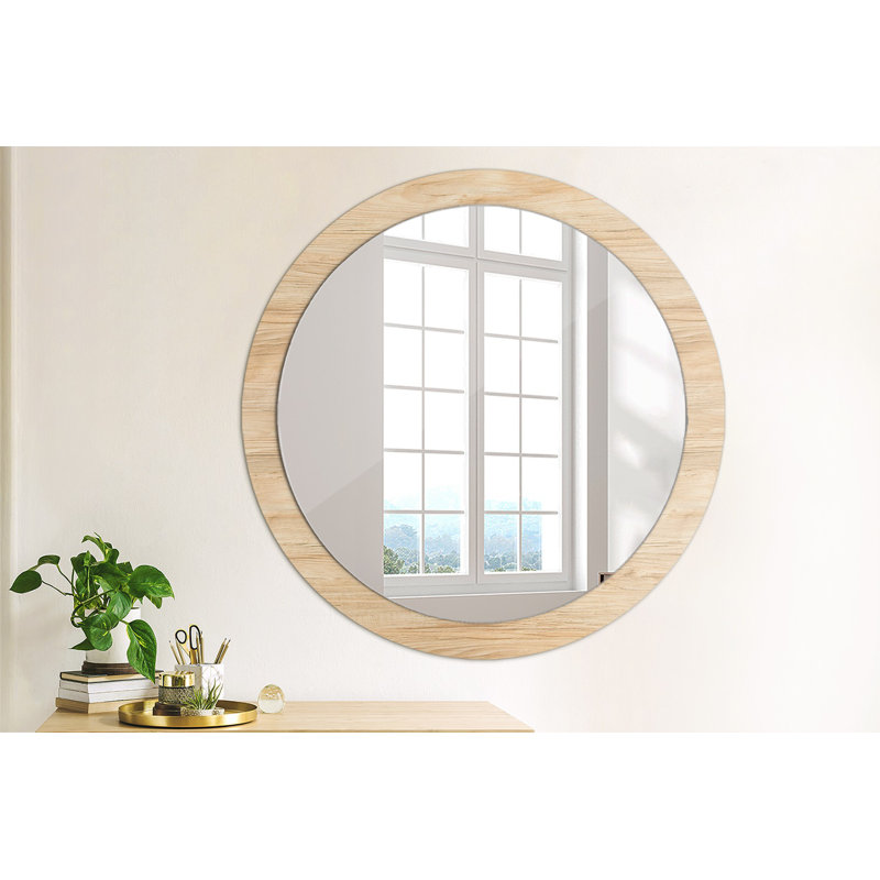 Huldar Glass Flat Wall Mirror, 90cm H x 90cm W, Beige